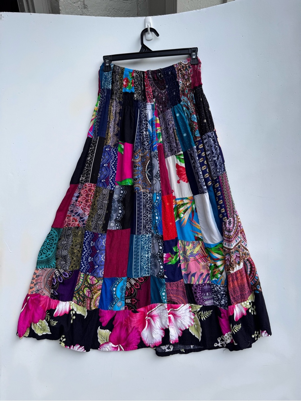 KATHMANDU SZ P/S Boho Patchwork Maxi Skirt Festival Rodeo Prairie Cottagecore